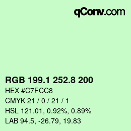 カラーコード: RGB 199.1 252.8 200 | qconv.com