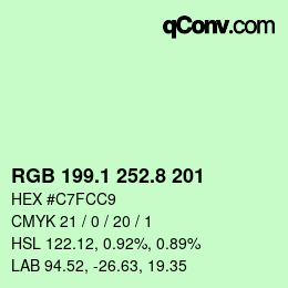 カラーコード: RGB 199.1 252.8 201 | qconv.com