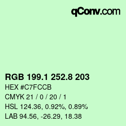 カラーコード: RGB 199.1 252.8 203 | qconv.com