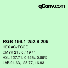 カラーコード: RGB 199.1 252.8 206 | qconv.com