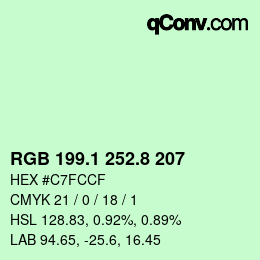 カラーコード: RGB 199.1 252.8 207 | qconv.com