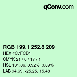Color code: RGB 199.1 252.8 209 | qconv.com