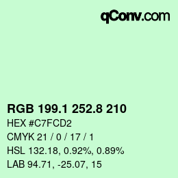 Color code: RGB 199.1 252.8 210 | qconv.com