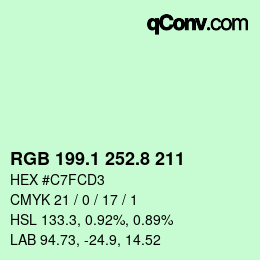 カラーコード: RGB 199.1 252.8 211 | qconv.com