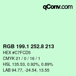 カラーコード: RGB 199.1 252.8 213 | qconv.com