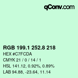 カラーコード: RGB 199.1 252.8 218 | qconv.com