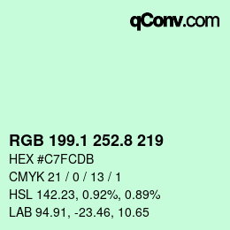 Color code: RGB 199.1 252.8 219 | qconv.com