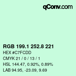 カラーコード: RGB 199.1 252.8 221 | qconv.com