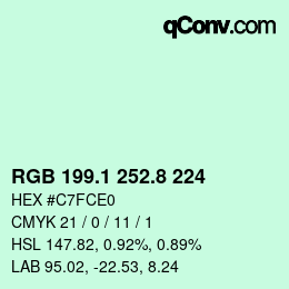 カラーコード: RGB 199.1 252.8 224 | qconv.com