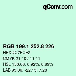 カラーコード: RGB 199.1 252.8 226 | qconv.com