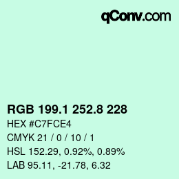 Color code: RGB 199.1 252.8 228 | qconv.com