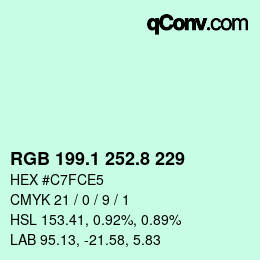 Color code: RGB 199.1 252.8 229 | qconv.com