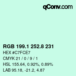 カラーコード: RGB 199.1 252.8 231 | qconv.com