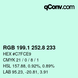 Color code: RGB 199.1 252.8 233 | qconv.com