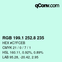 カラーコード: RGB 199.1 252.8 235 | qconv.com