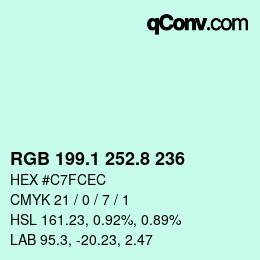 カラーコード: RGB 199.1 252.8 236 | qconv.com