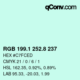 カラーコード: RGB 199.1 252.8 237 | qconv.com