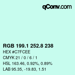 Color code: RGB 199.1 252.8 238 | qconv.com