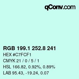 カラーコード: RGB 199.1 252.8 241 | qconv.com