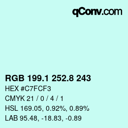 Color code: RGB 199.1 252.8 243 | qconv.com