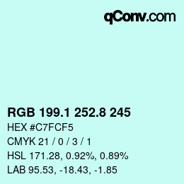 Color code: RGB 199.1 252.8 245 | qconv.com