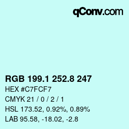 カラーコード: RGB 199.1 252.8 247 | qconv.com