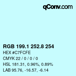Color code: RGB 199.1 252.8 254 | qconv.com