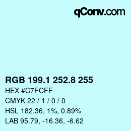 Color code: RGB 199.1 252.8 255 | qconv.com