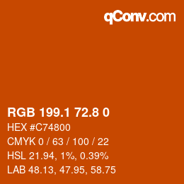 Color code: RGB 199.1 72.8 0 | qconv.com