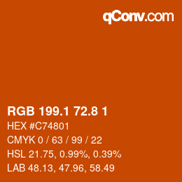 Color code: RGB 199.1 72.8 1 | qconv.com