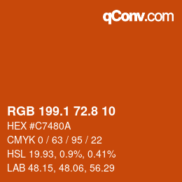 カラーコード: RGB 199.1 72.8 10 | qconv.com