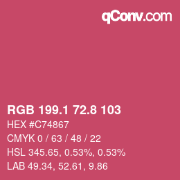 カラーコード: RGB 199.1 72.8 103 | qconv.com