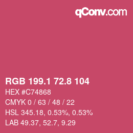 カラーコード: RGB 199.1 72.8 104 | qconv.com
