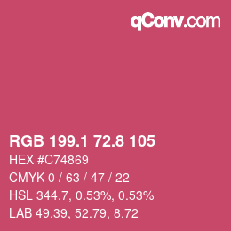 カラーコード: RGB 199.1 72.8 105 | qconv.com