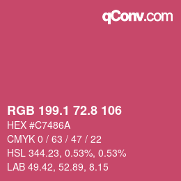 カラーコード: RGB 199.1 72.8 106 | qconv.com