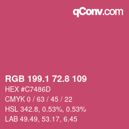 カラーコード: RGB 199.1 72.8 109 | qconv.com