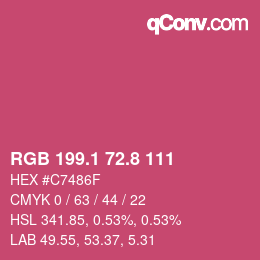 カラーコード: RGB 199.1 72.8 111 | qconv.com