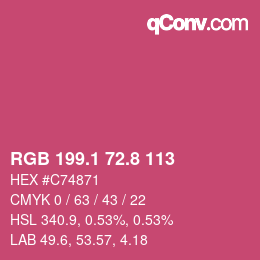 カラーコード: RGB 199.1 72.8 113 | qconv.com