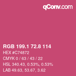 カラーコード: RGB 199.1 72.8 114 | qconv.com