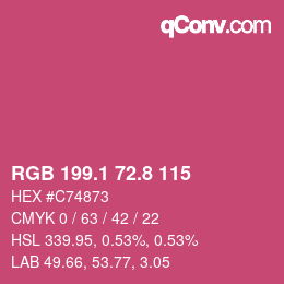 カラーコード: RGB 199.1 72.8 115 | qconv.com