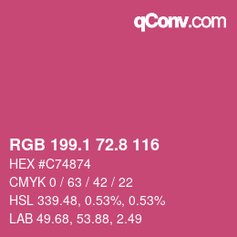 カラーコード: RGB 199.1 72.8 116 | qconv.com