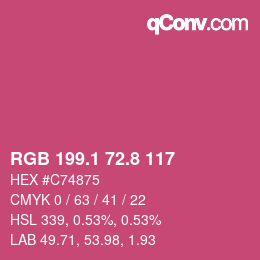 カラーコード: RGB 199.1 72.8 117 | qconv.com