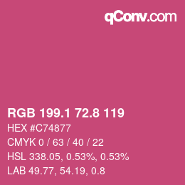 カラーコード: RGB 199.1 72.8 119 | qconv.com