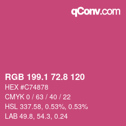 カラーコード: RGB 199.1 72.8 120 | qconv.com