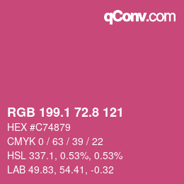 カラーコード: RGB 199.1 72.8 121 | qconv.com