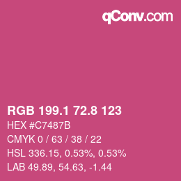 カラーコード: RGB 199.1 72.8 123 | qconv.com