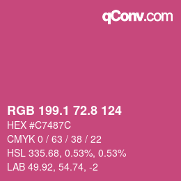 カラーコード: RGB 199.1 72.8 124 | qconv.com