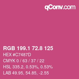 カラーコード: RGB 199.1 72.8 125 | qconv.com