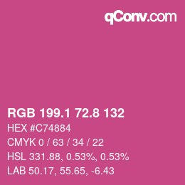 カラーコード: RGB 199.1 72.8 132 | qconv.com