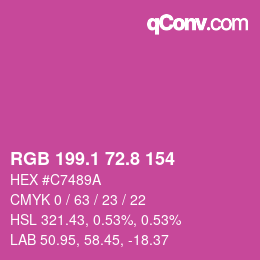 カラーコード: RGB 199.1 72.8 154 | qconv.com